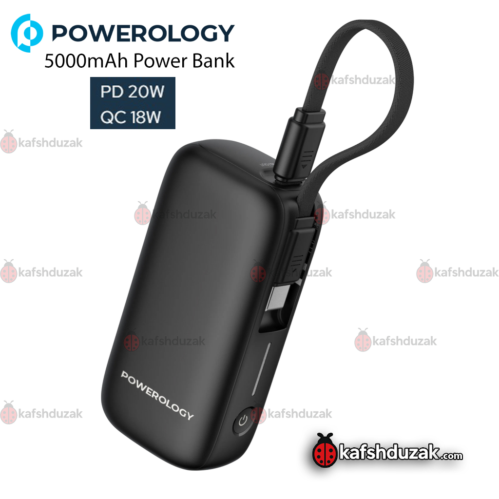 پاوربانک پاورولوجی مدل PPBCHA65 ظرفیت 5000 میلی آمپر ساعت