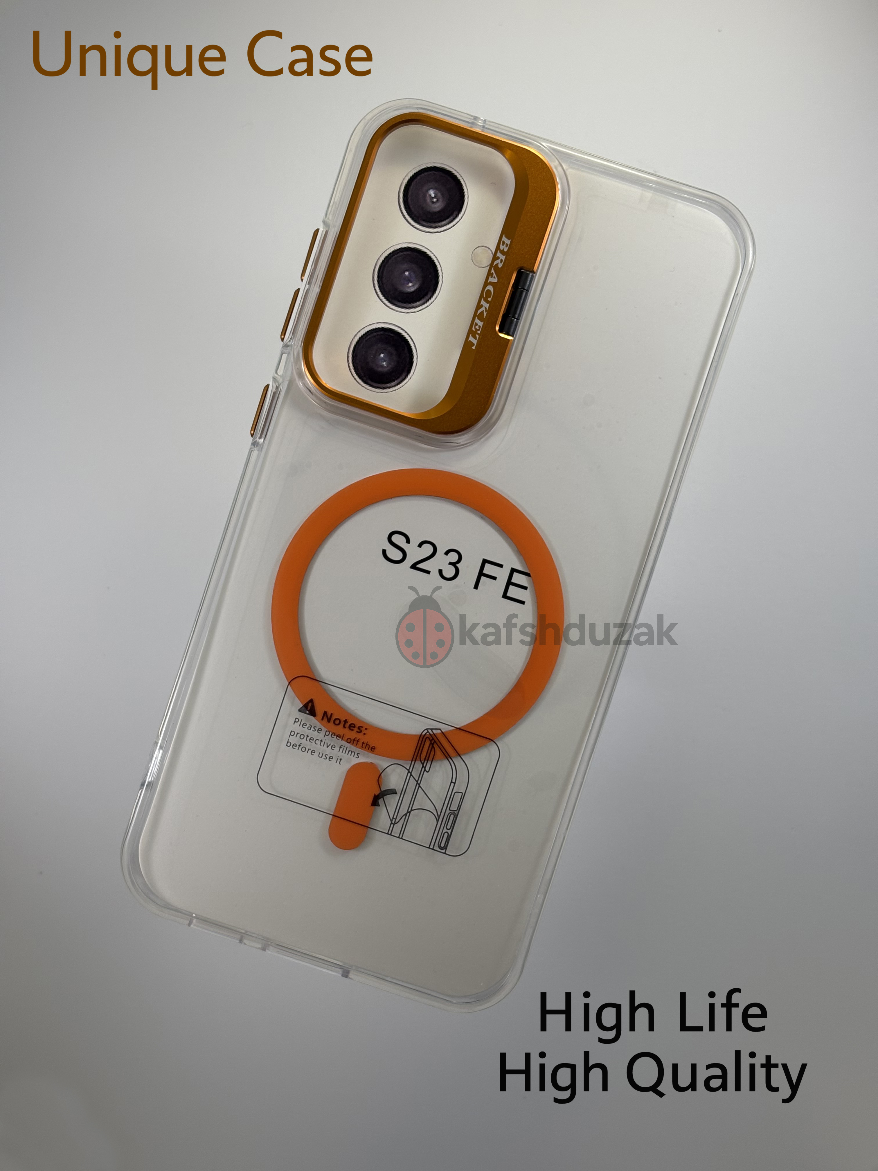 کاور مگ سیف دار برند unique case  براکت دار گوشی سامسونگ S23 fe